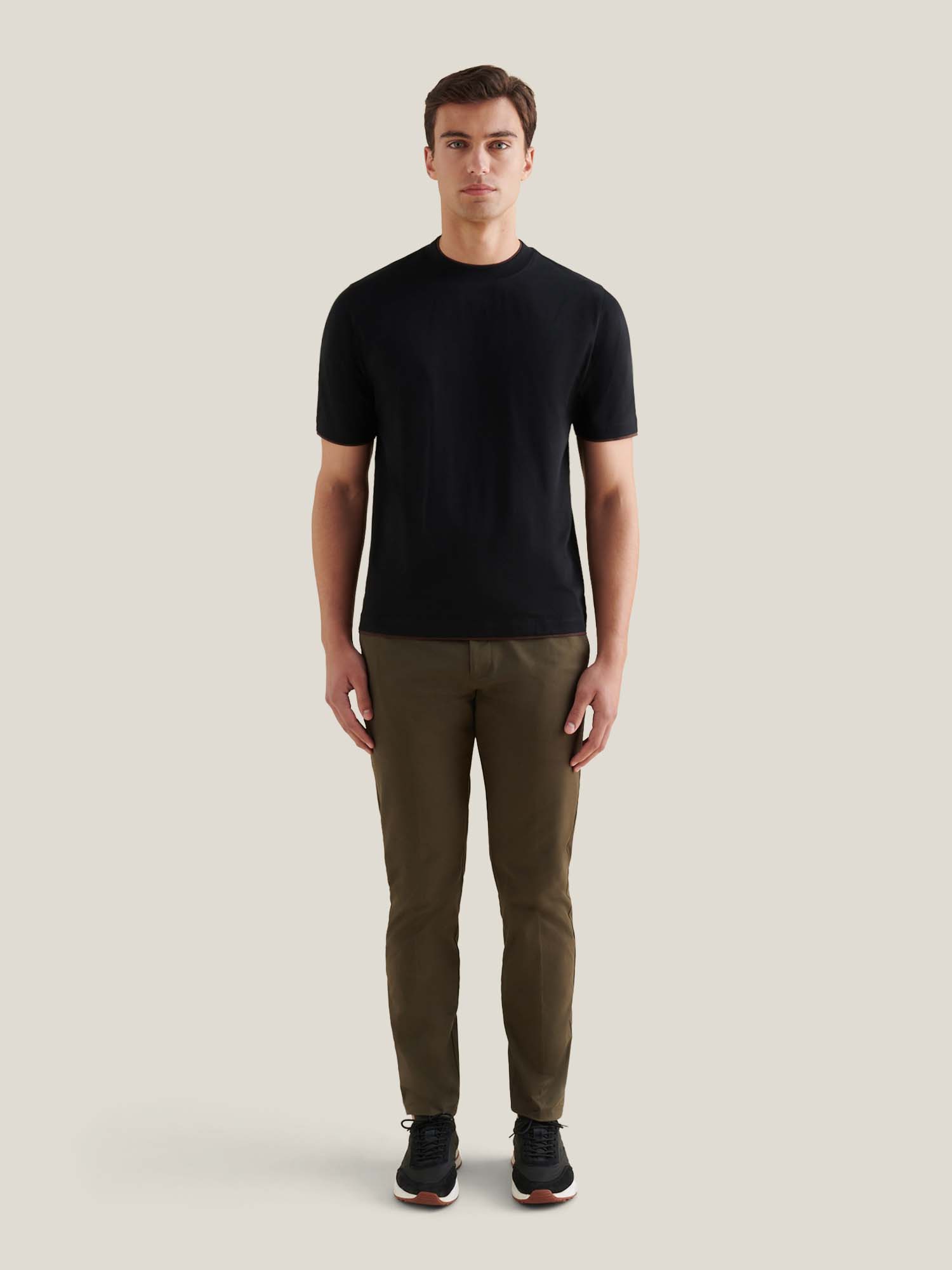 Peckham Rye Double Layer Mercerised Cotton Black T-Shirt